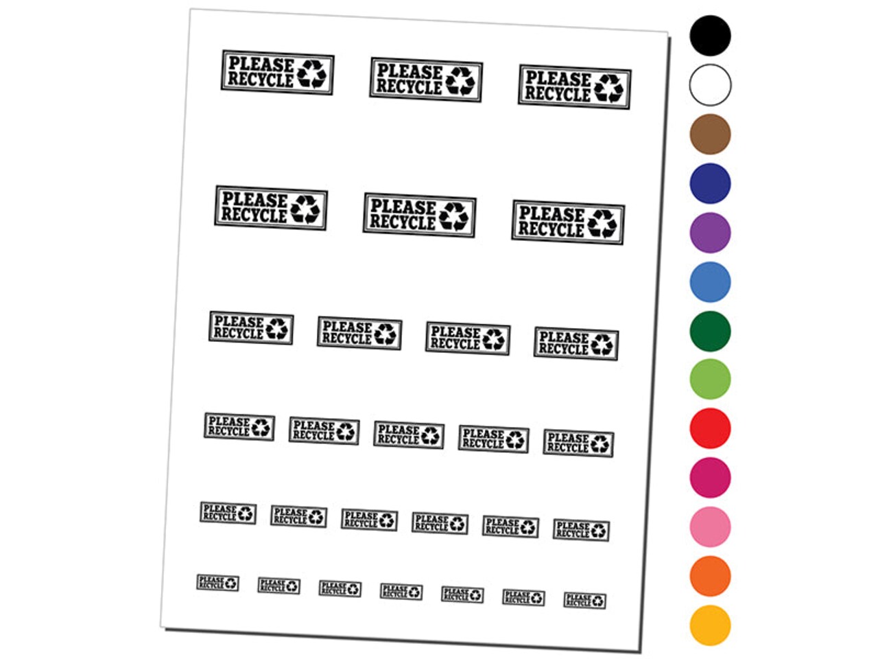 Please Recycle with Symbol Double Border Temporary Tattoo Water Resistant Fake Body Art Set Collection